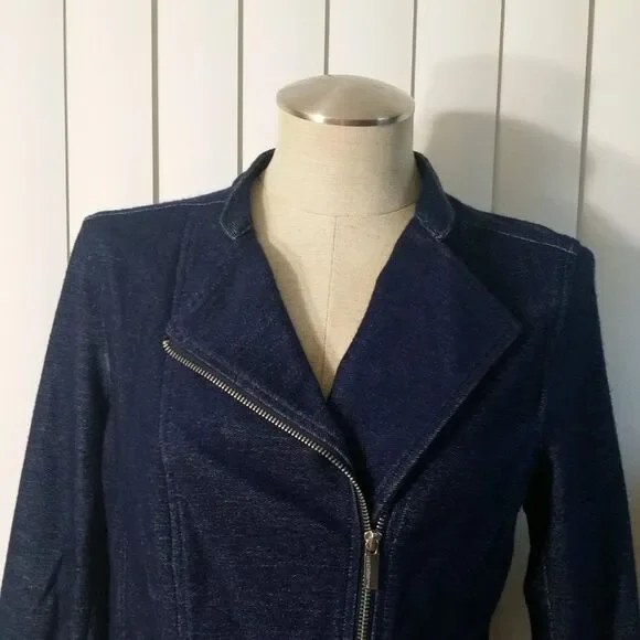 Liz Claiborne Blue Jacket Blazer Zip Petite PS - Picture 2 of 7